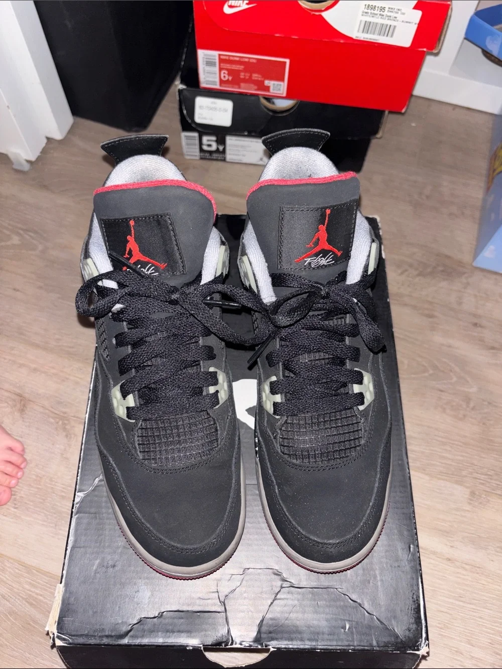 Jordan Kids Black with Red Accent Retro Sneakers
